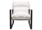 Miller Sling Accent Chair in White Linen Fabric w/ Black Powder Coated Metal Frame by Diamond Sofa