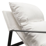 Miller Sling Accent Chair in White Linen Fabric w/ Black Powder Coated Metal Frame
