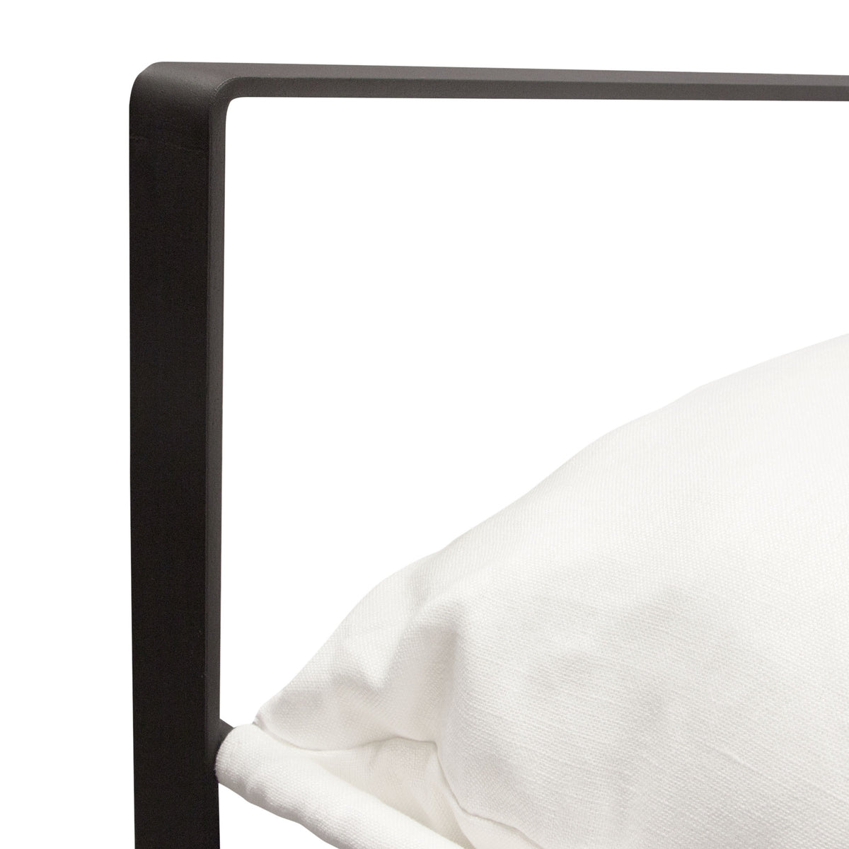 Miller Sling Accent Chair in White Linen Fabric w/ Black Powder Coated Metal Frame