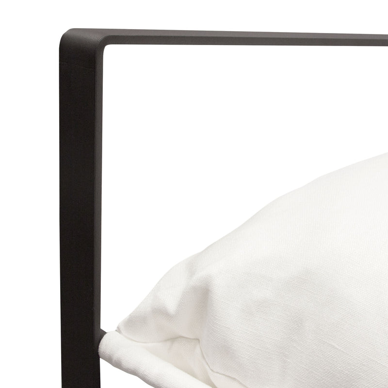 Miller Sling Accent Chair in White Linen Fabric w/ Black Powder Coated Metal Frame