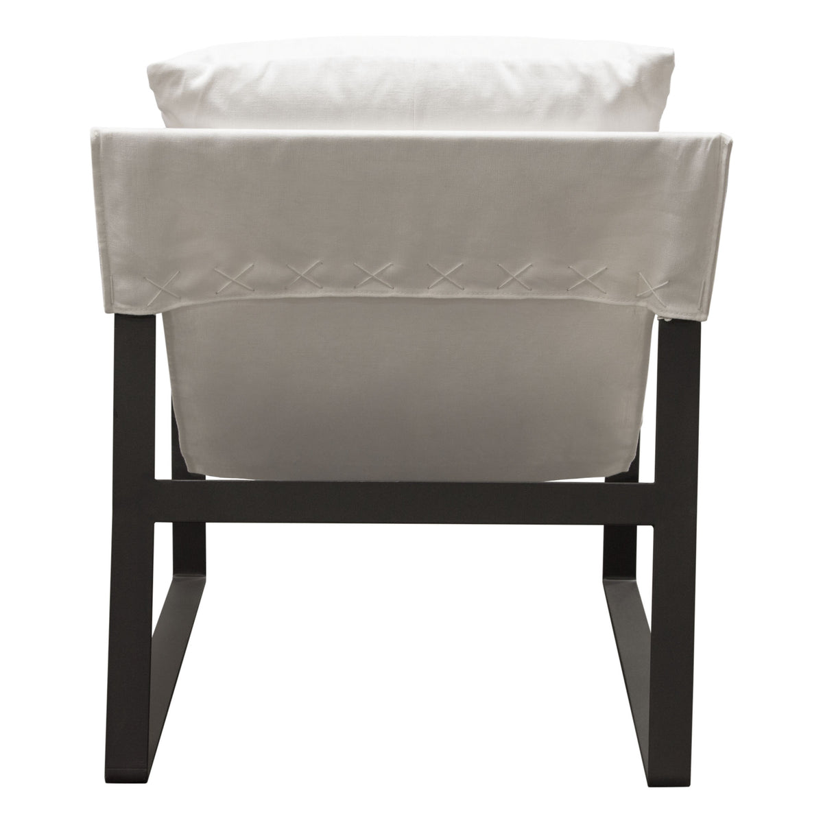 Miller Sling Accent Chair in White Linen Fabric w/ Black Powder Coated Metal Frame
