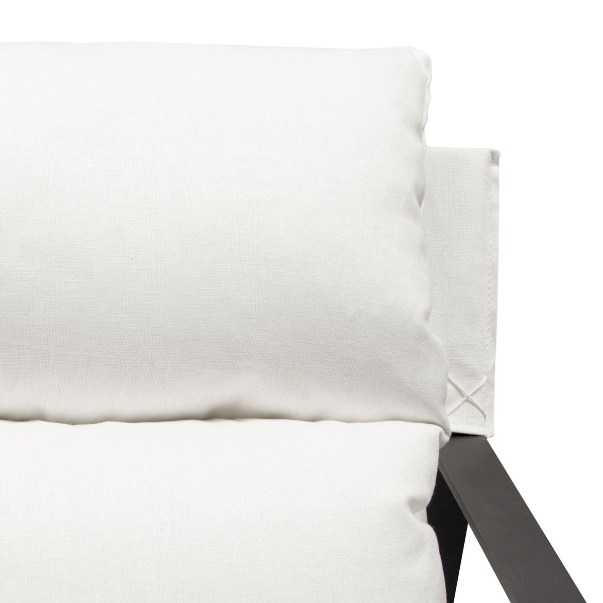 Miller Sling Accent Chair in White Linen Fabric w/ Black Powder Coated Metal Frame