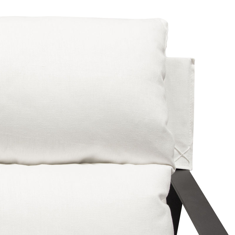 Miller Sling Accent Chair in White Linen Fabric w/ Black Powder Coated Metal Frame