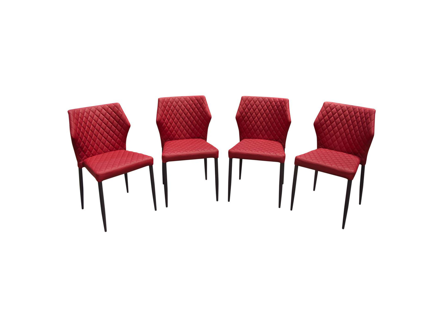 Milo 4-Pack Dining Chairs in Red Diamond Tufted Leatherette with Black Powder Coat Legs by Diamond Sofa