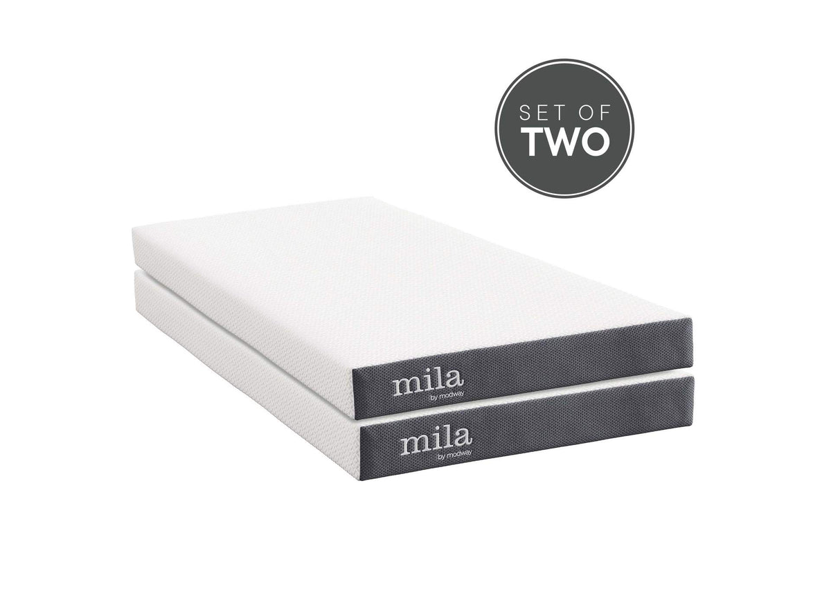 MOD-6099-WHI Mila 6" Foam Twin Mattress Set Of 2 By Modway