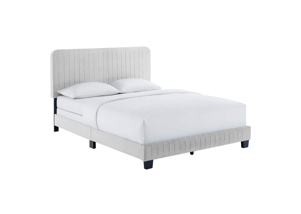 MOD-6331-LGR Celine Channel Tufted Performance Velvet Full Bed By Modway