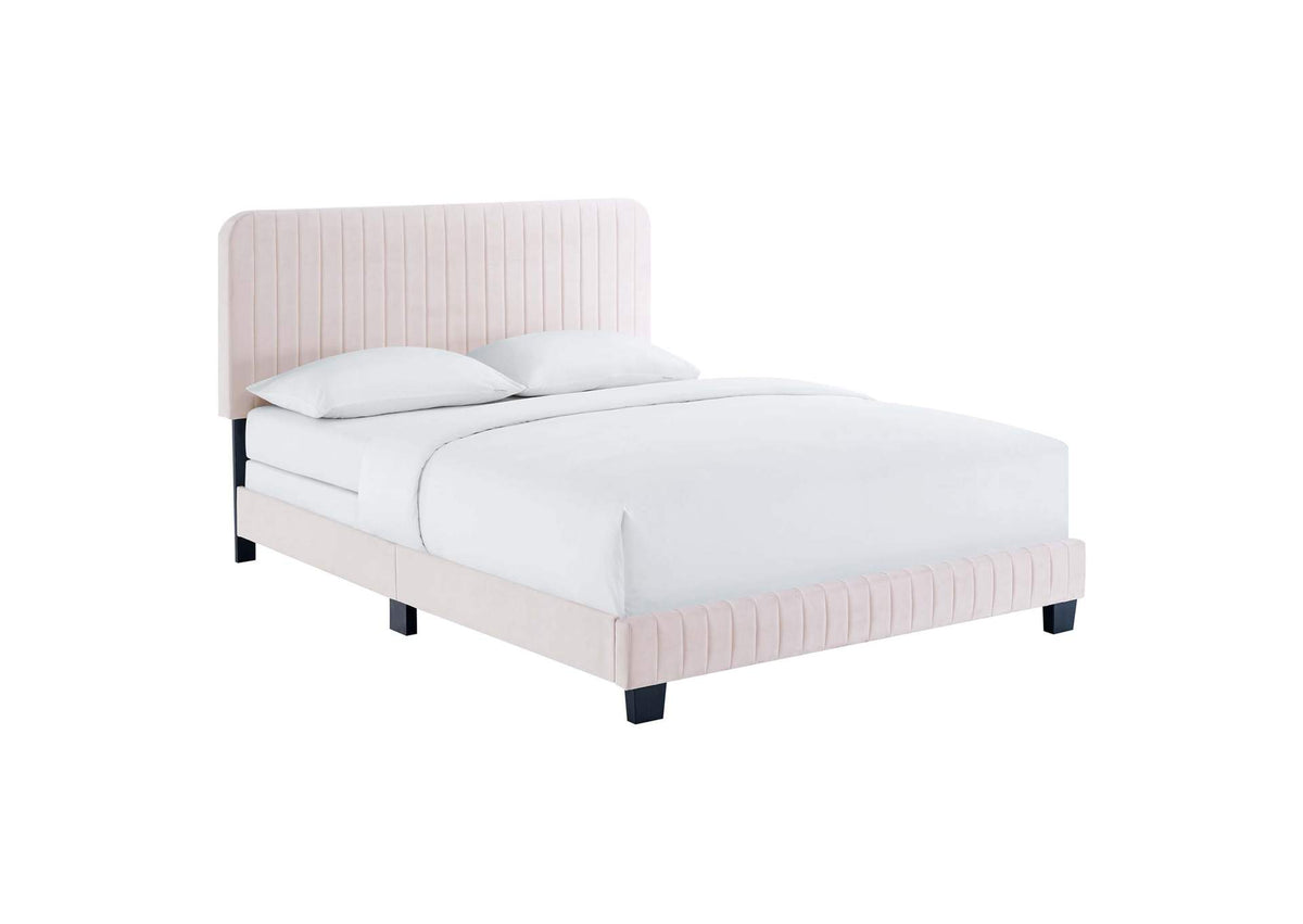 MOD-6331-PNK Celine Channel Tufted Performance Velvet Full Bed By Modway