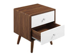 MOD-7017-WAL-WHI Transmit 2-Drawer Nightstand By Modway