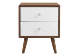 MOD-7017-WAL-WHI Transmit 2-Drawer Nightstand By Modway
