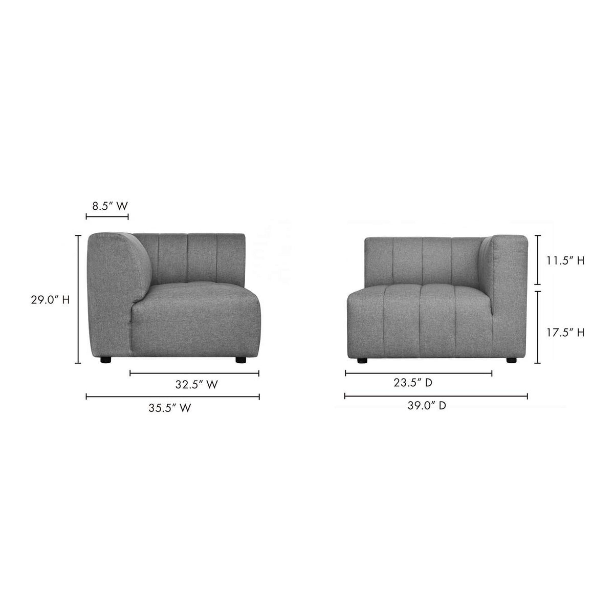 MT-1023-15 Lyric Right Arm Chair Grey