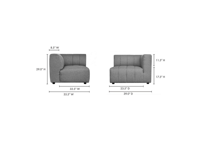 MT-1023-15 Lyric Right Arm Chair Grey