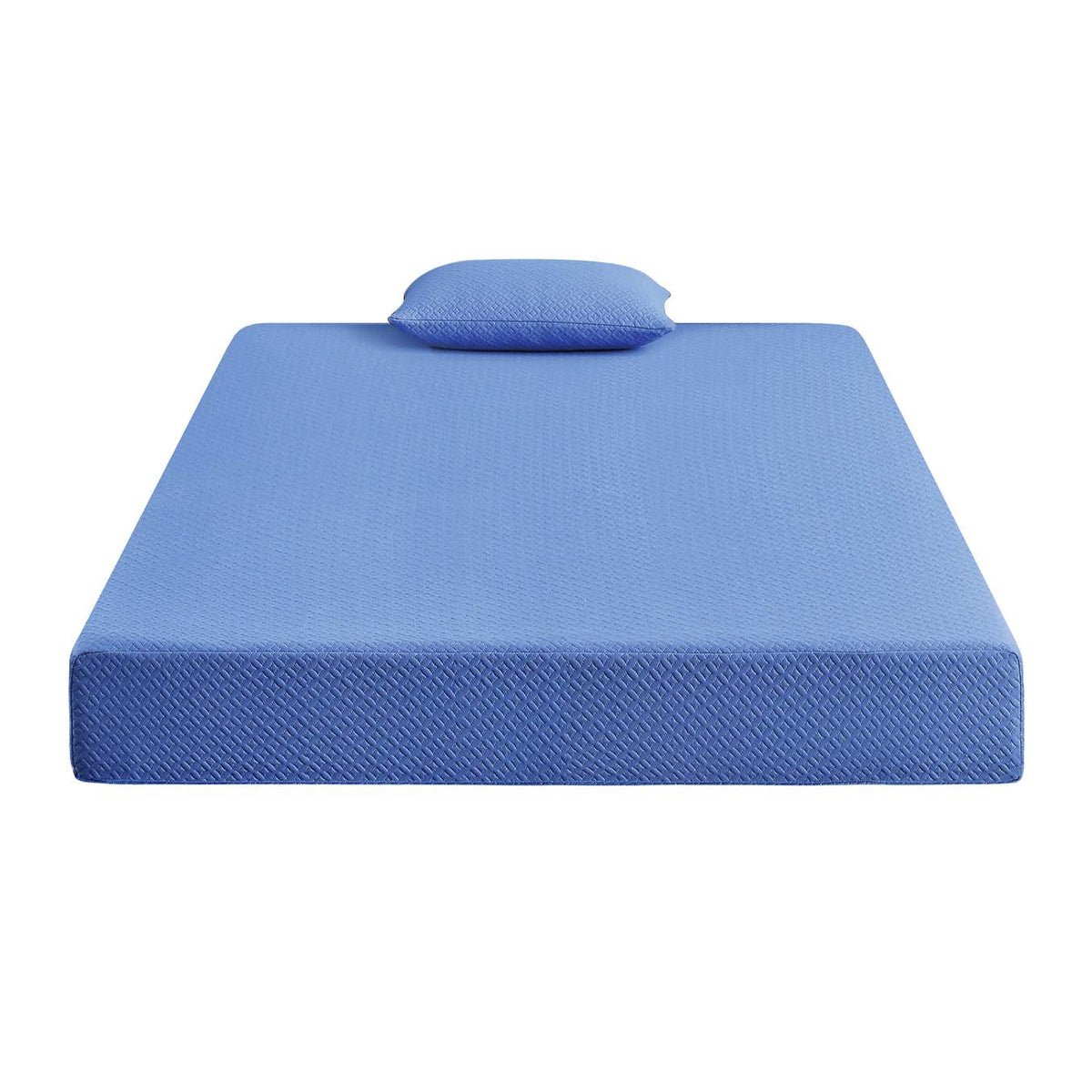 MT-PG07BLF Leo 7" Blue Full Gel-Infused Memory Foam Mattress and Pillow Set