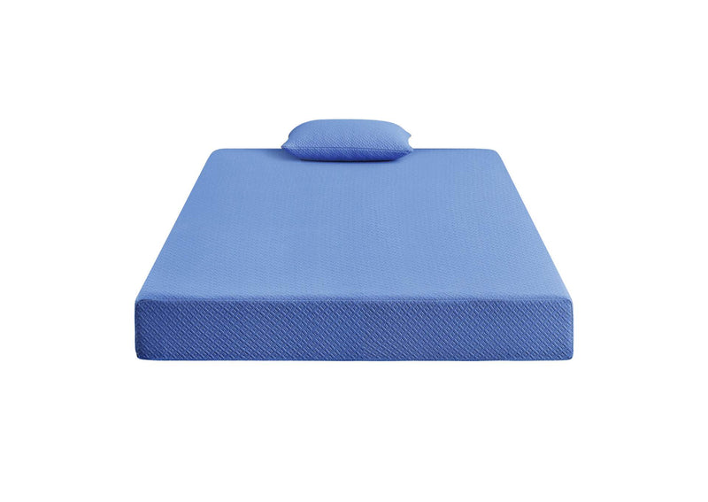 MT-PG07BLF Leo 7" Blue Full Gel-Infused Memory Foam Mattress and Pillow Set