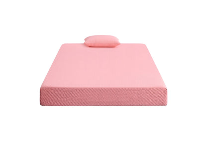 MT-PG07PKF Leo 7" Pink Full Gel-Infused Memory Foam Mattress and Pillow Set