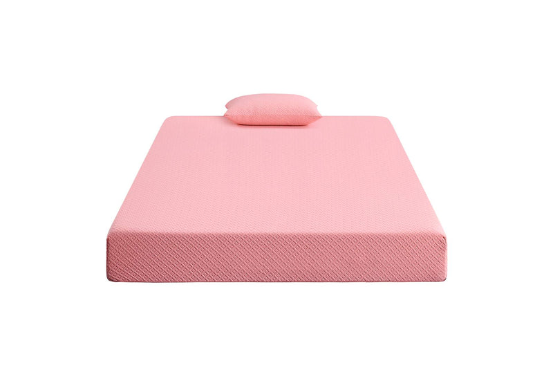 MT-PG07PKF Leo 7" Pink Full Gel-Infused Memory Foam Mattress and Pillow Set