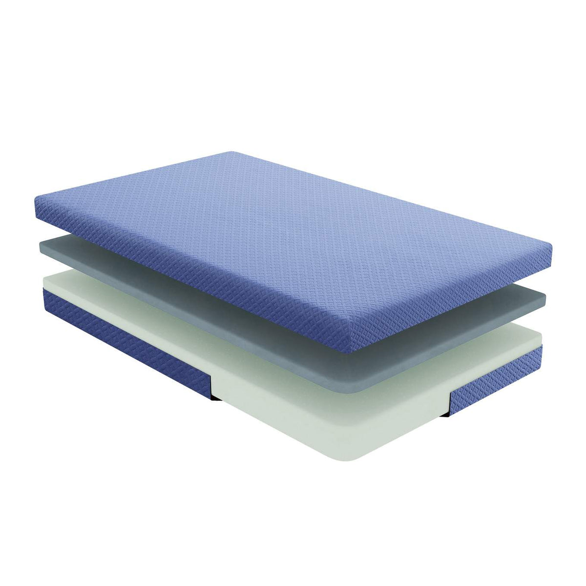 MT-PG07BLF Leo 7" Blue Full Gel-Infused Memory Foam Mattress and Pillow Set