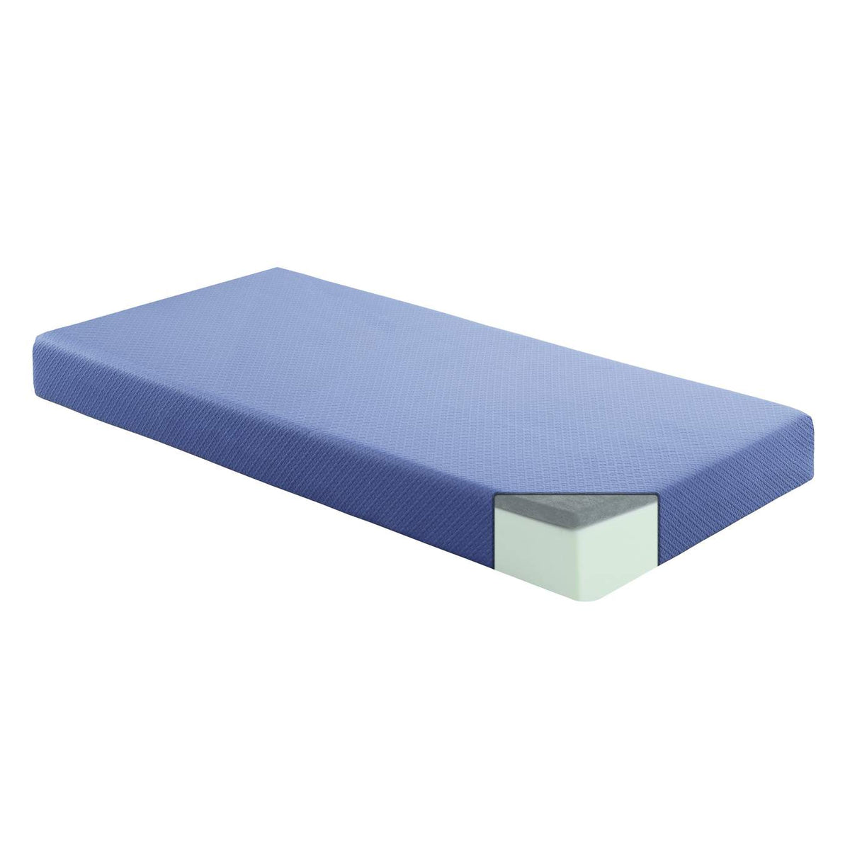 MT-PG07BLF Leo 7" Blue Full Gel-Infused Memory Foam Mattress and Pillow Set