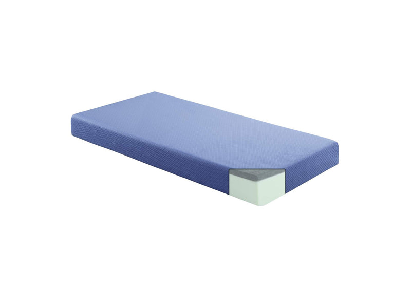 MT-PG07BLT Leo 7" Blue Twin Gel-Infused Memory Foam Mattress and Pillow Set
