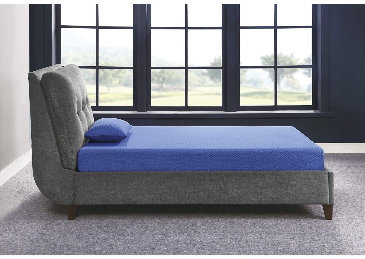 MT-PG07BLF Leo 7" Blue Full Gel-Infused Memory Foam Mattress and Pillow Set