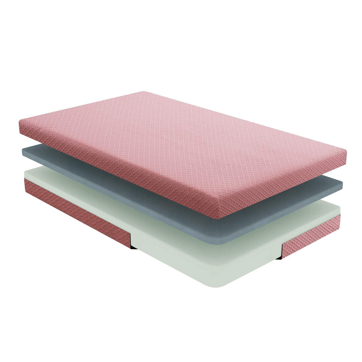 MT-PG07PKT Leo 7" Pink Twin Gel-Infused Memory Foam Mattress and Pillow Set