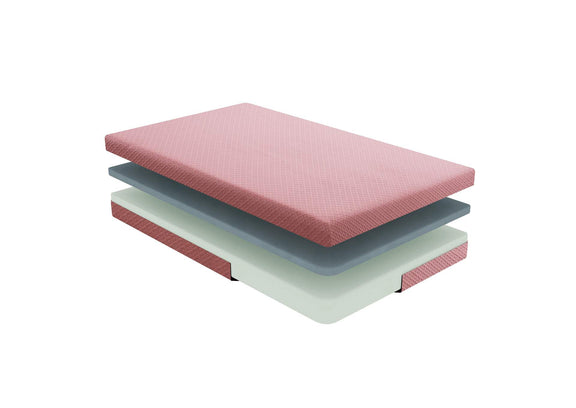 MT-PG07PKT Leo 7" Pink Twin Gel-Infused Memory Foam Mattress and Pillow Set