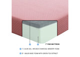 MT-PG07PKT Leo 7" Pink Twin Gel-Infused Memory Foam Mattress and Pillow Set