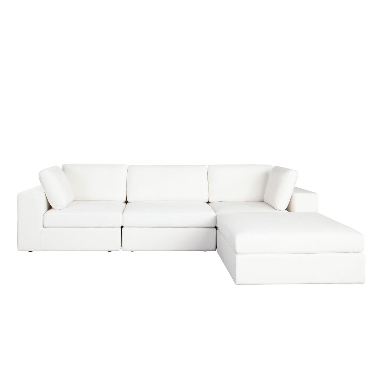 Muse 4pc Modular Reversible Chaise Sectional In Mist White Performance Fabric