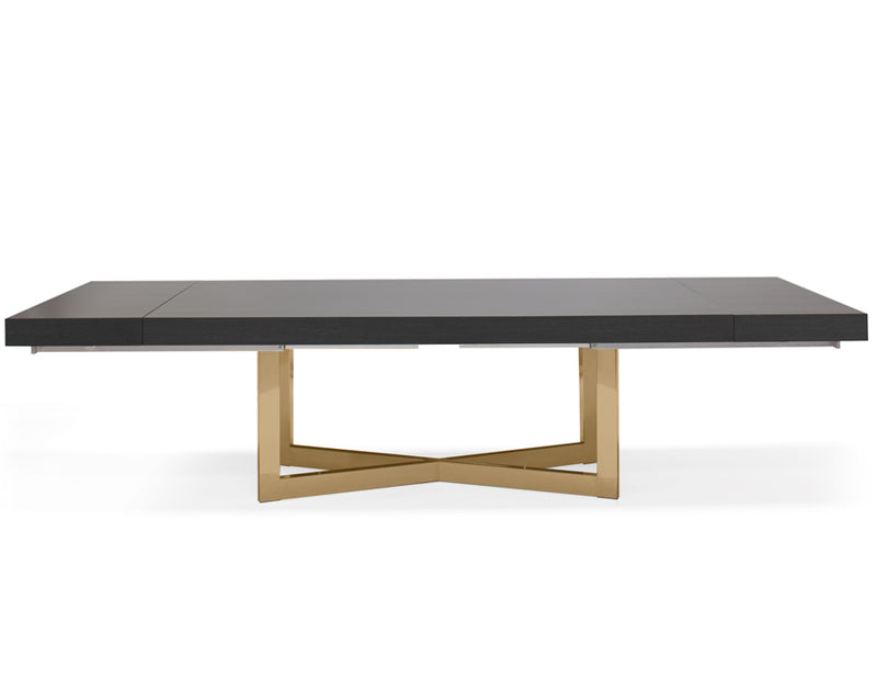Maximo Gray Oak Dining Table Gold Legs