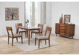 DLU-MC3660-C45-SR6P Sunset Trading Mid Century 6 Piece Dining Table Set | Padded Performace Fabric Seats | Server