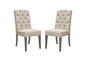Set of Two Napa Tufted Dining Side Chairs in Sand Linen Fabric with Wood Legs in Grey Oak Finish by Diamond Sofa
