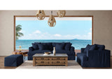 SY-130000-391049 Newport Slipcovered Sofa | Moisture and Stain Resistant Washable Performance Fabric | 4 Throw Pillows | Navy Blue