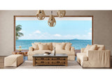 SY-130000-391084 Newport Slipcovered Sofa | Moisture and Stain Resistant Washable Performance Fabric | 4 Throw Pillows | Tan