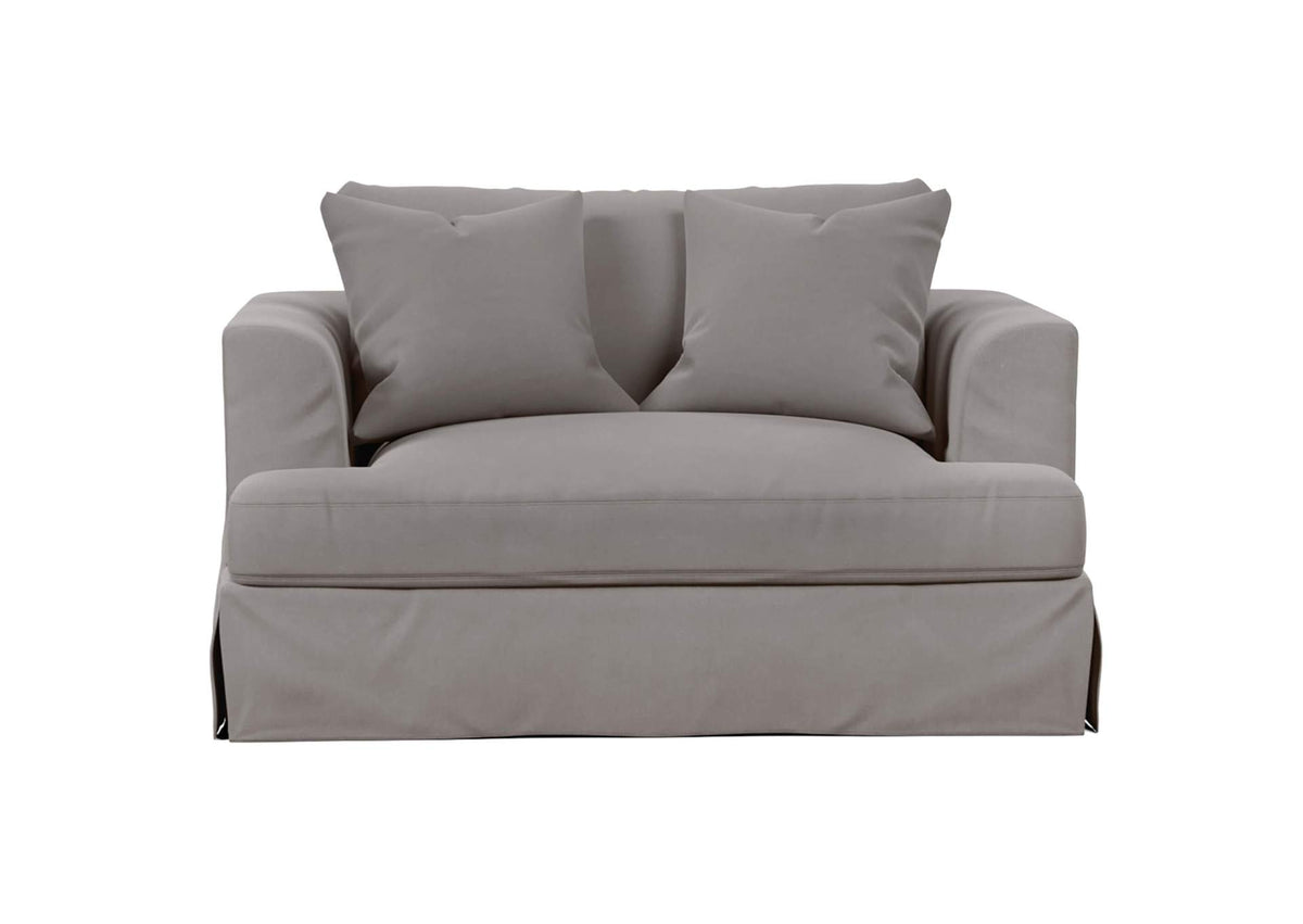 SY-130015-391094 Newport Slipcovered Chair and A Half | Moisture and Stain Resistant Washable Performance Fabric | 2 Throw Pillows | Gray