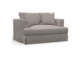SY-130015-30-391094 Newport Slipcovered Chair and A Half with Ottoman | Moisture and Stain Resistant Washable Performance Fabric | 2 Throw Pillows | Gray