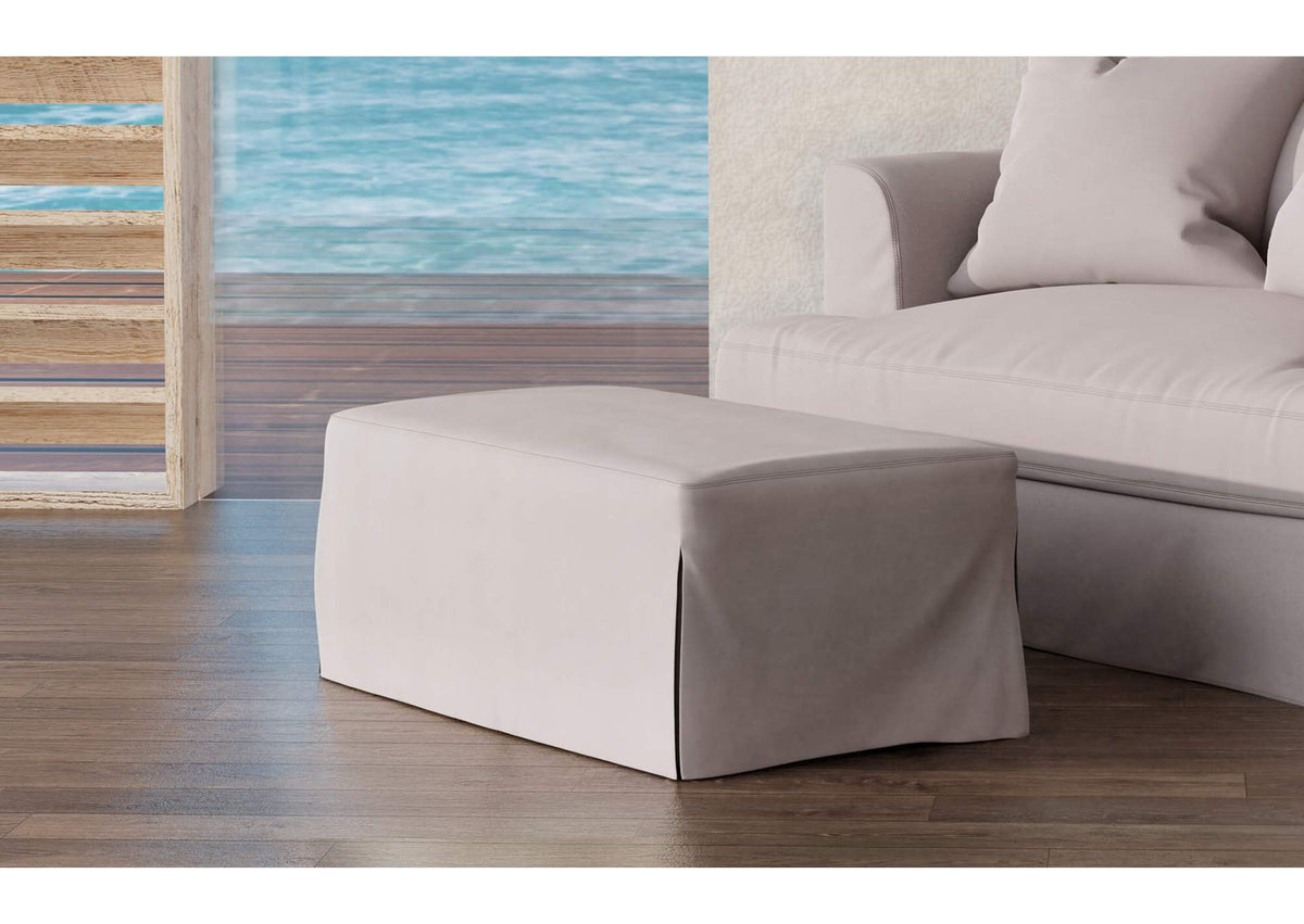 SY-130030-391094 Newport Slipcovered Ottoman | Moisture and Stain Resistant Washable Performance Fabric | Gray