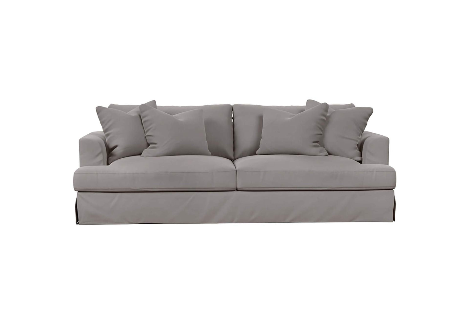 SY-130000-391094 Newport Slipcovered Sofa | Moisture and Stain Resistant Washable Performance Fabric | 4 Throw Pillows | Gray