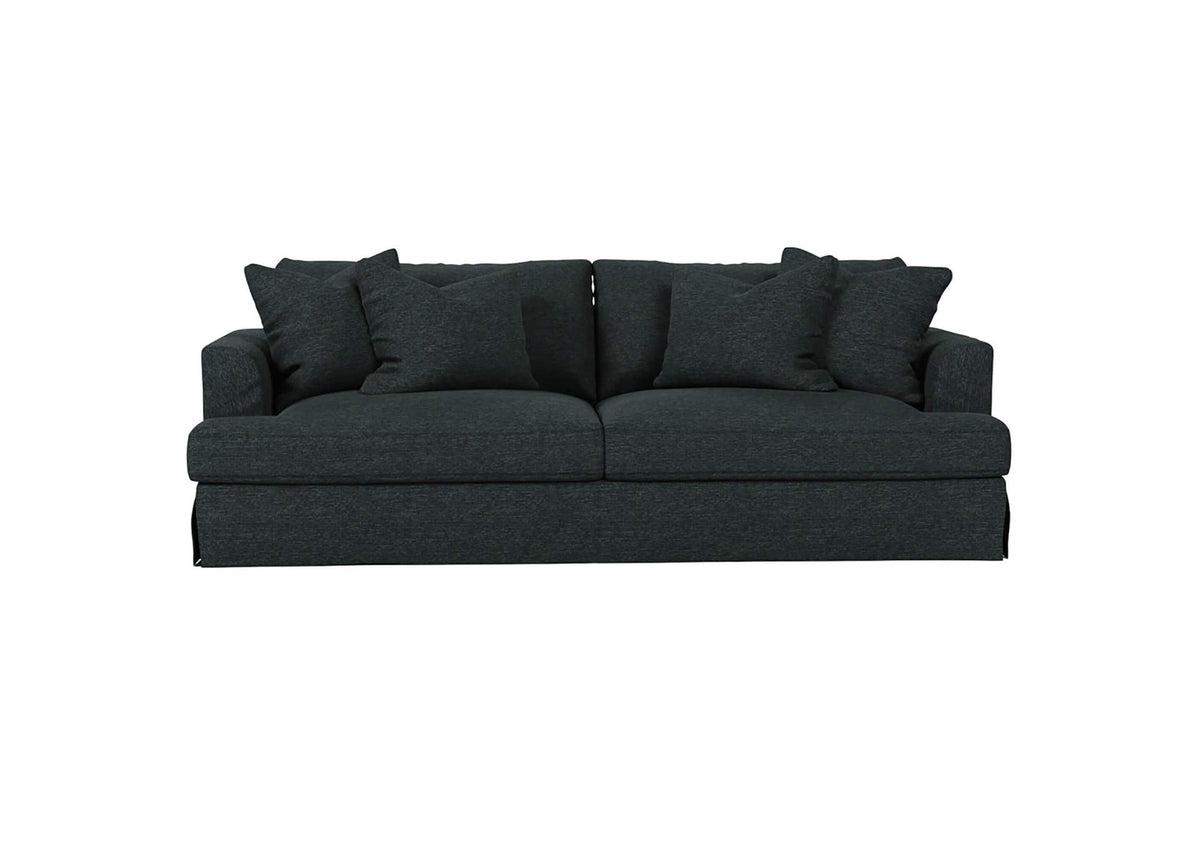 SY-130000-391098 Newport Slipcovered Sofa | Moisture and Stain Resistant Washable Performance Fabric | 4 Throw Pillows | Dark Gray