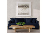 SY-130000-391049 Newport Slipcovered Sofa | Moisture and Stain Resistant Washable Performance Fabric | 4 Throw Pillows | Navy Blue