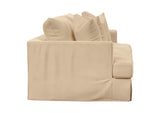 SY-130000-391084 Newport Slipcovered Sofa | Moisture and Stain Resistant Washable Performance Fabric | 4 Throw Pillows | Tan