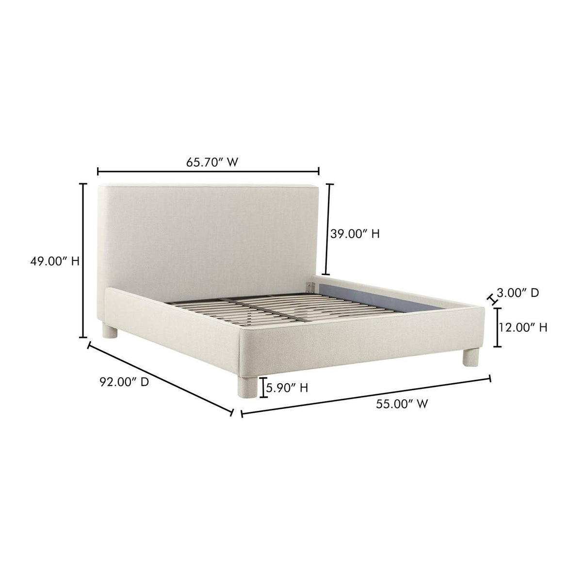 OA-1002-29-0 Ichigo Queen Bed Light Grey
