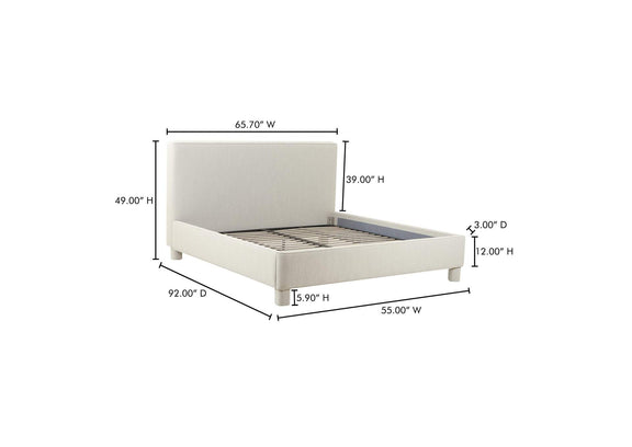 OA-1002-29-0 Ichigo Queen Bed Light Grey