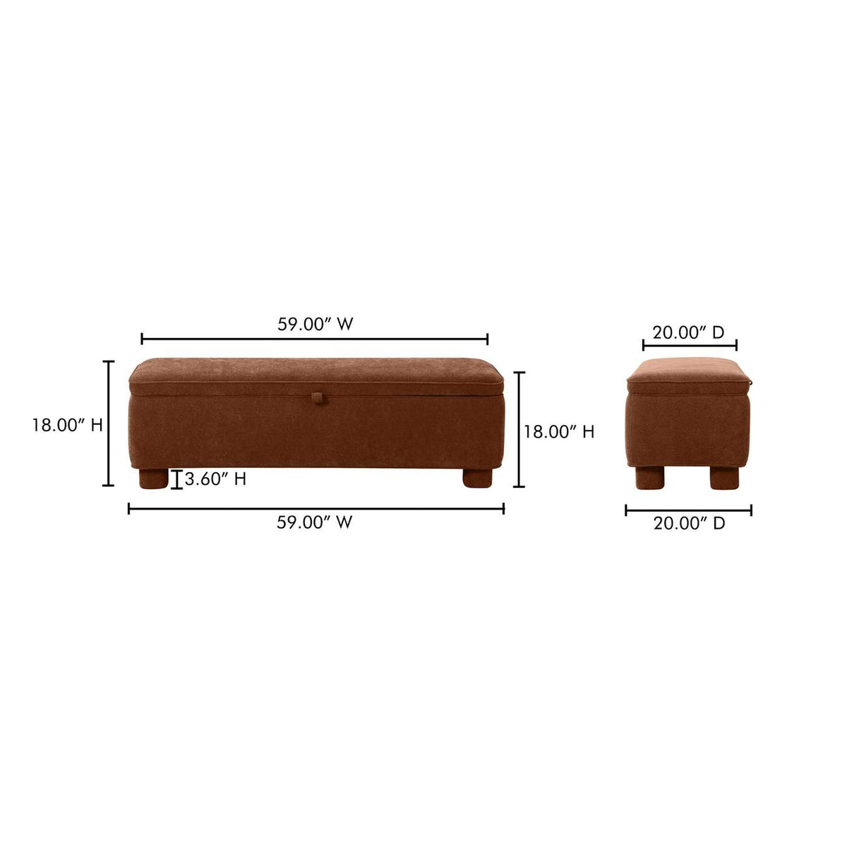 OA-1004-12 Ichigo Storage Bench Deep Orange