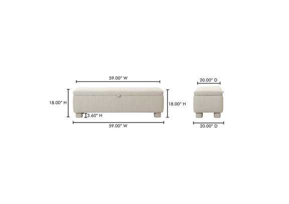 OA-1004-29 Ichigo Storage Bench Light Grey