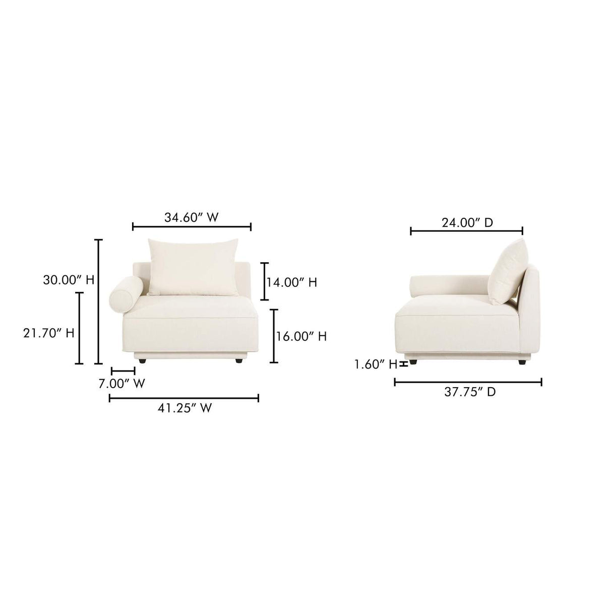 OA-1008-18 Rosello Left Arm Facing Chair White