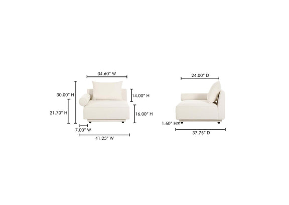 OA-1008-18 Rosello Left Arm Facing Chair White