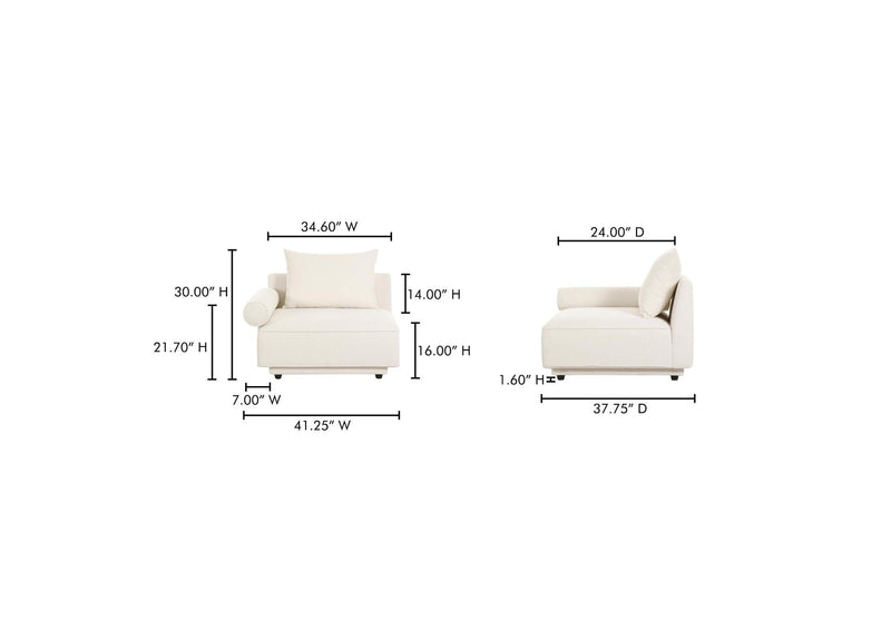 OA-1008-18 Rosello Left Arm Facing Chair White