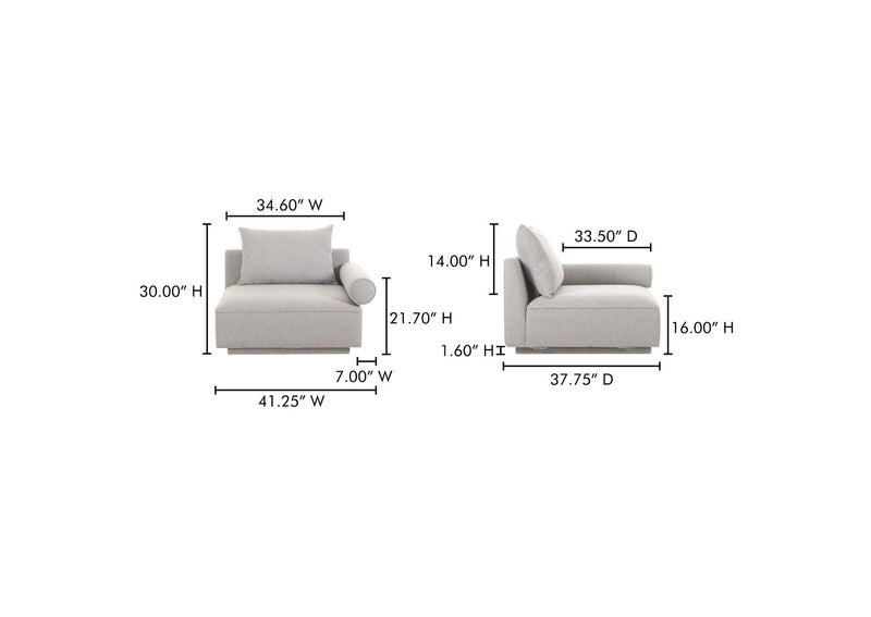 OA-1009-29 Rosello Right Arm Facing Chair Light Grey