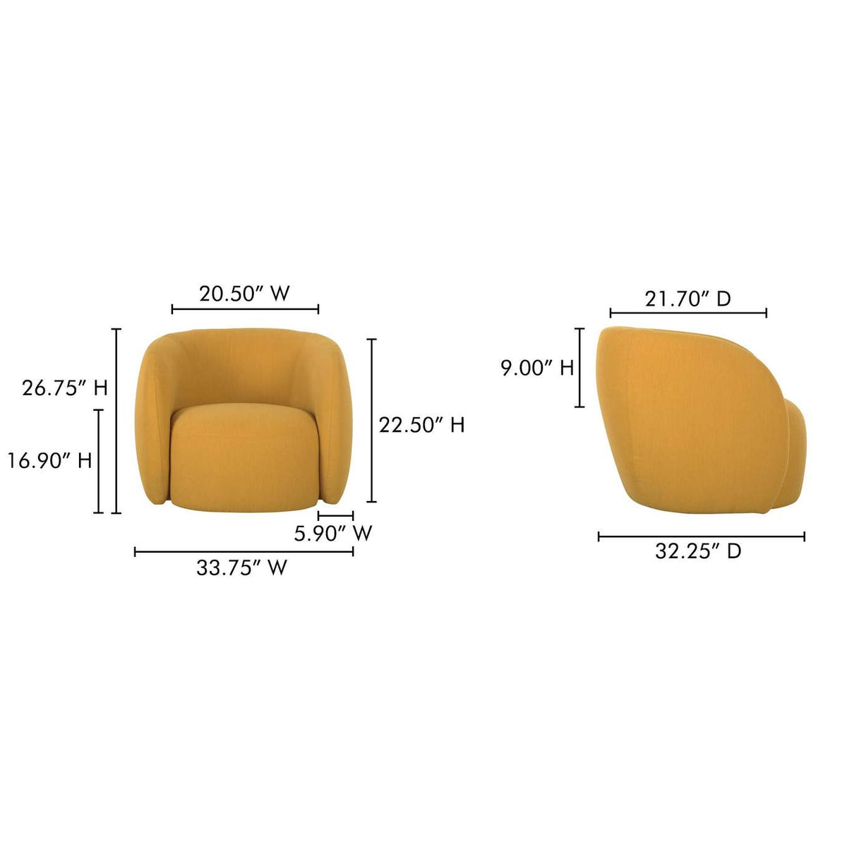 OA-1022-09 Rae Outdoor Accent Chair Deep Yellow