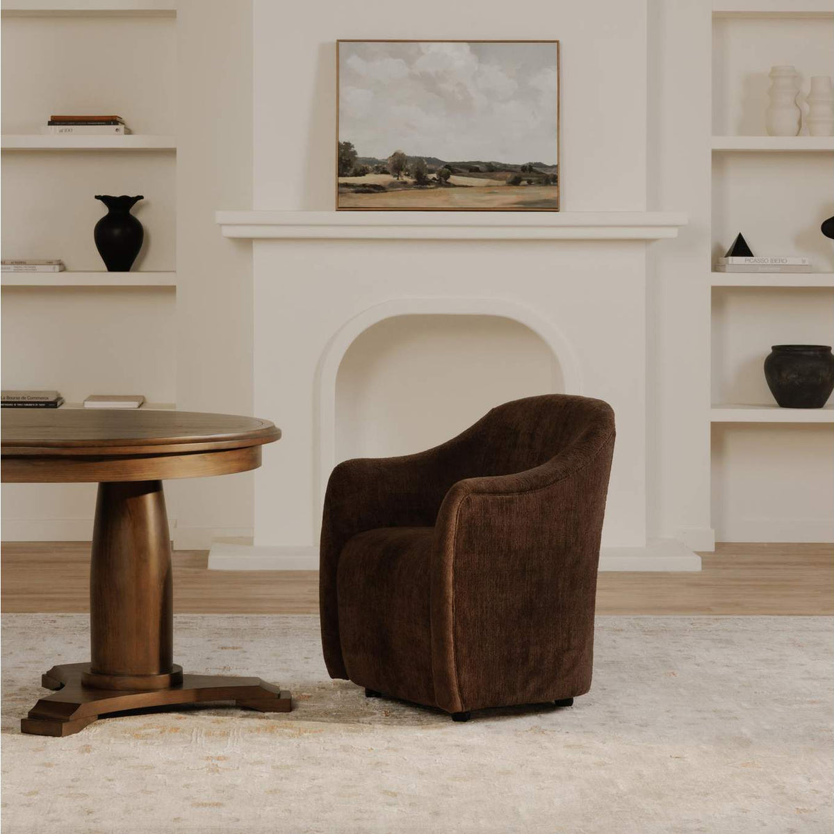 OA-1034-20 Drava Rolling Dining Chair Dark Brown