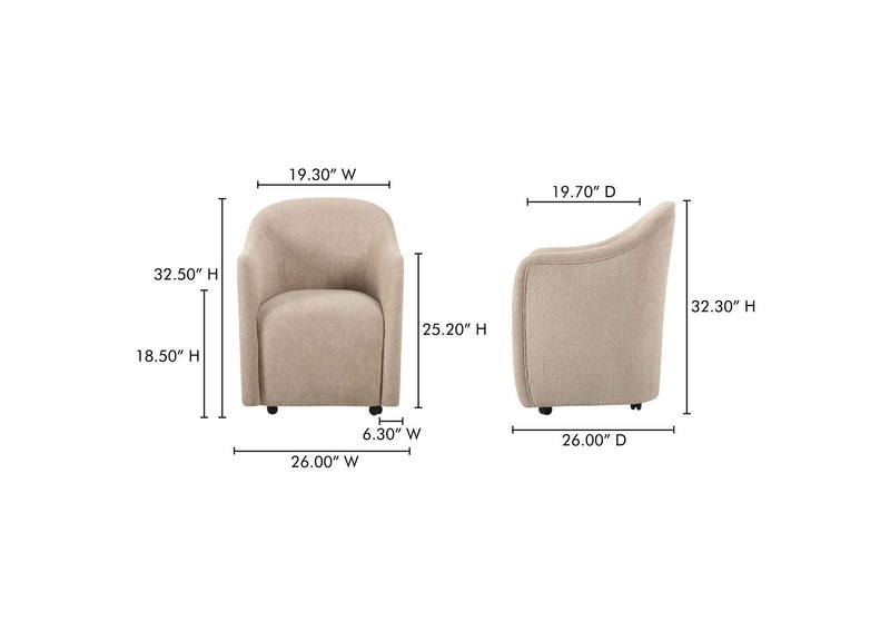 OA-1034-34 Drava Rolling Dining Chair Beige